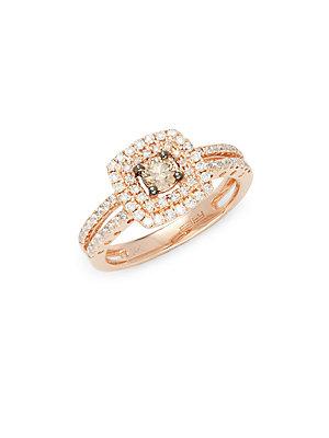 Effy Diamond & 14k Rose Gold Square Solitaire Ring