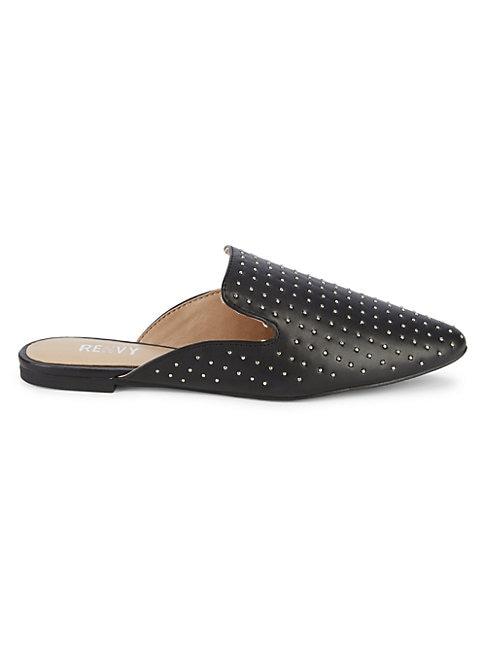 Renvy Maggie Embellished Faux Leather Mules