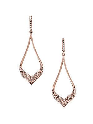 Effy Diamond And 14k Rose Gold Dangle Earrings