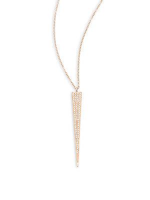 Ef Collection Diamond & 14k Rose Gold Jumbo Dagger Pendant Necklace