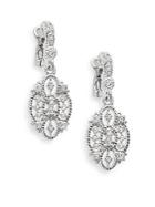 Judith Ripka Castle White Sapphire & Sterling Silver Openwork Earrings