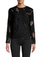 Stellah Embroidered Sheer Cotton-blend Top