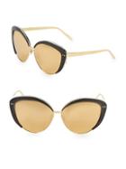 Linda Farrow Luxe Contrast Trim 62mm Cat Eye Sunglasses
