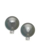 Tara Pearls 14k White Gold 8-9mm Tahitian Pearl & Diamond Stud Earrings