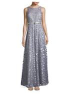 Karl Lagerfeld Paris Floral Embroidered Floor-length Gown