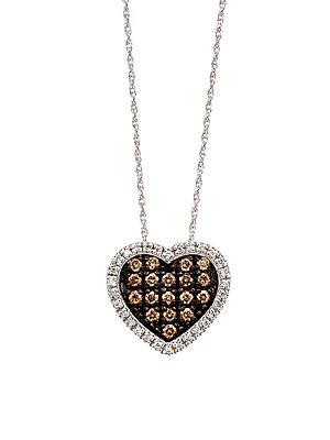 Le Vian Chocolate Diamond Heart Pendant In 14 Kt. White Gold