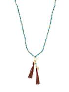Chan Luu Turquoise & Leather Fringe Necklace