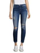 7 For All Mankind Ankle Skinny Ripped Raw-hem Jeans