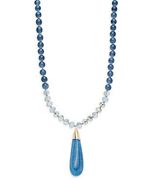 Saks Fifth Avenue Agate Beaded Pendant Necklace