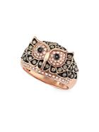 Effy Diamond & 14k Rose Gold Owl Ring