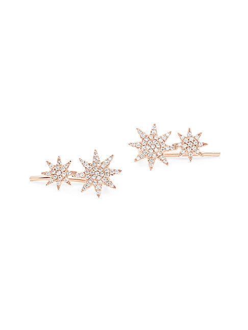 Saks Fifth Avenue 14k Rose Gold & Diamond Starburst Crawler Earrings
