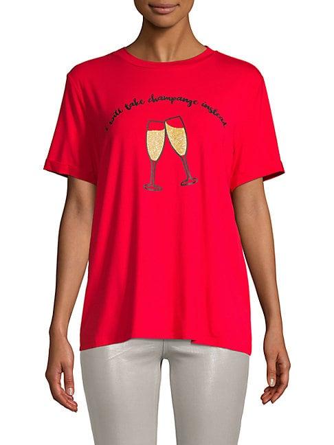 Lea & Viola Glittered Champagne Graphic T-shirt