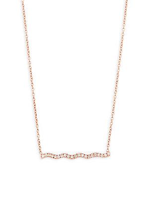 Casa Reale 14k Rose Gold Diamond Squiggle Pendant Necklace