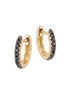 Saks Fifth Avenue 14k Yellow Gold & Black Diamond Huggie Hoop Earrings