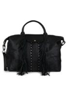 Longchamp Fringe Trim Leather Tote Bag