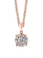Effy 14k Rose Gold Diamond Halo Pendant Necklace