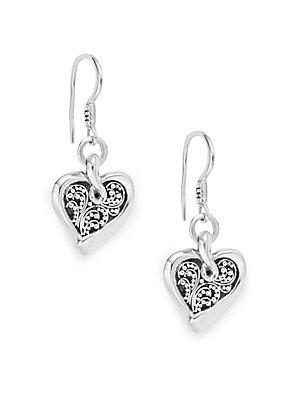 Lois Hill Sterling Silver Heart Drop Earrings