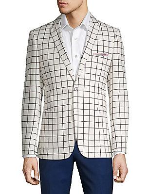 Paisley And Gray Window-pane Suit Jacket