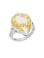 Judith Ripka Bermuda Canary Crystal & Sterling Silver Pear Ring