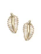 Saks Fifth Avenue 14k Yellow Gold & Diamond Leaf Earrings