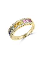 Effy Watercolors Multicolored Sapphire & Diamond 14k Yellow Gold Ring