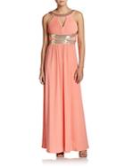 Calvin Klein Sequined Pintuck-pleated Gown