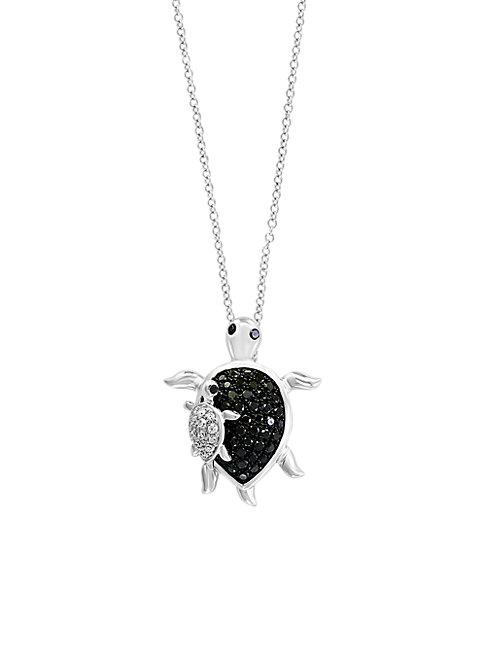 Effy 14k White Gold & Diamond Double Turtle Pendant Necklace