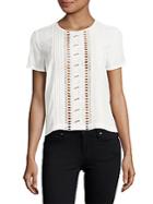 French Connection Embroidered Cutout Top