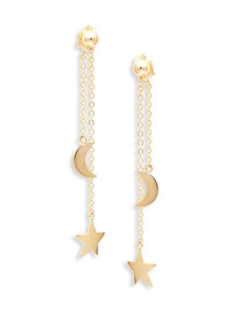 Saks Fifth Avenue 14k Yellow Gold Moon & Star Drop Earrings