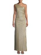 Laundry By Shelli Segal Metallic One-shoulder Gown