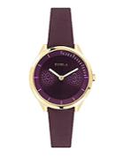 Furla Metropolis Purple Dial Calfskin Leather Watch