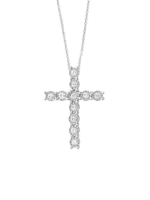 Effy Diamond & Sterling Silver Cross Pendant Necklace