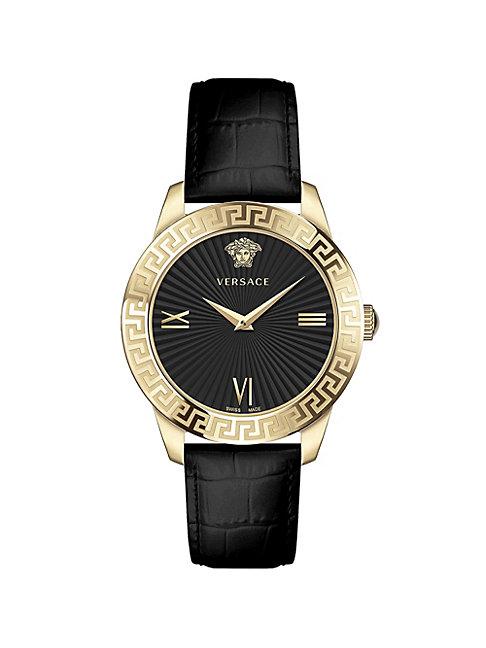 Versace Greca Signature Lady Stainless Steel Logo Leather Strap Watch