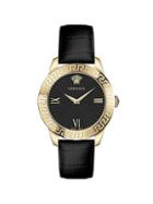 Versace Greca Signature Lady Stainless Steel Logo Leather Strap Watch