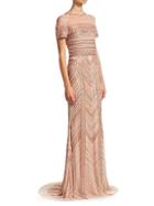 Theia Embellished Tulle Mermaid Gown