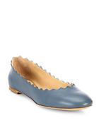 Chlo Scalloped Leather Ballet Flats