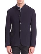 Giorgio Armani Textured Virgin Wool-blend Jersey Jacket