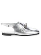Burberry Cheltown Metallic-leather Slingback Loafers