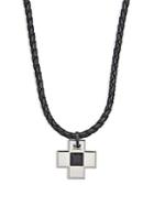 Swarovski Crystal Studded Cross Pendant & Leather Chain
