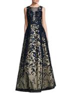 Basix Black Label Embroidered Illusion Ball Gown