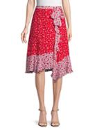 Parker Collins Floral Ruffle Asymmetric Skirt