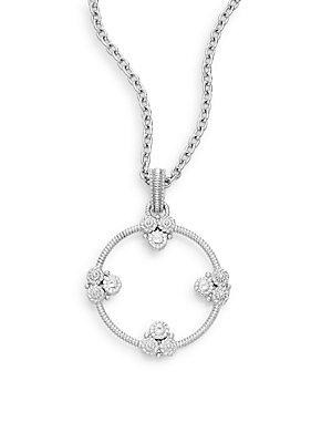 Judith Ripka Garland White Sapphire & Sterling Silver Circle Pendant Necklace