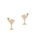 Gabi Rielle Martini White & Green Crystal Stud Earrings
