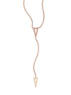 Ef Collection Diamond & 14k Rose Gold Double Triangle Lariat Necklace