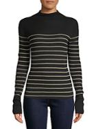 Vince Striped Roll-edge Cashmere Sweater