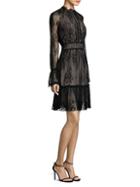 Shoshanna Lace-overlay Bell-sleeve Mini Dress