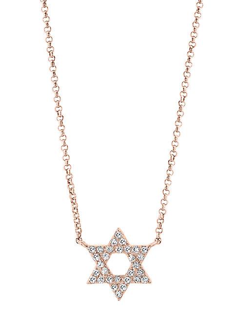 Effy 14k Rose Gold & Diamond Star Of David Pendant Necklace
