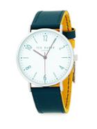 Ted Baker London Analog Stainless Steel Leather Strap Watch