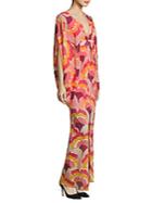 Trina Turk Blossom Stretch-silk Caftan Gown