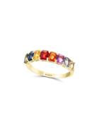 Effy 14k Yellow Gold And Multi-colored Sapphire Ring